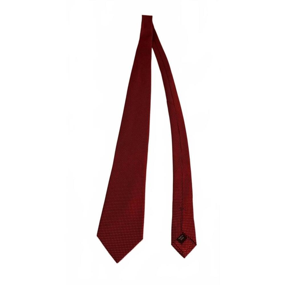Neiman Marcus 100% Silk Men's Neck Tie Red with White Dot Pattern - Picture 3 of 8